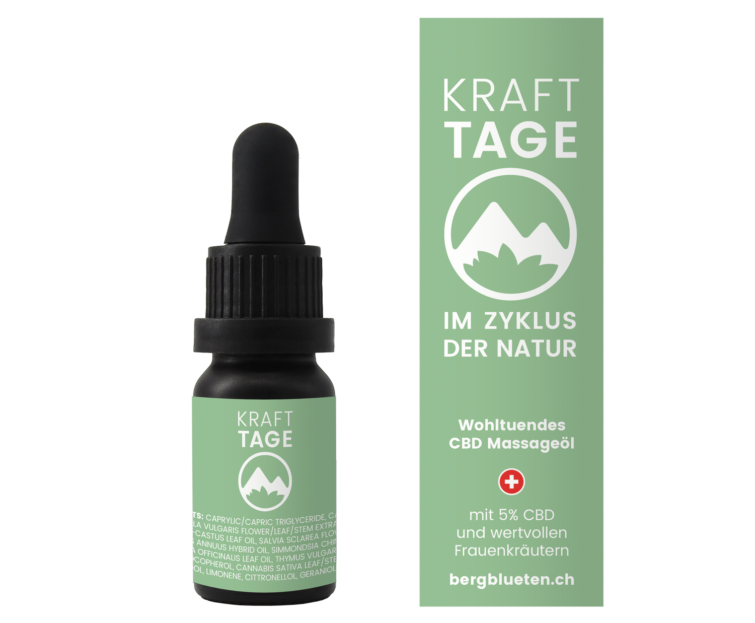 KRAFTTAGE CBD Massageöl 10ml – mit 5% CBD und wertvollen Frauenkräutern