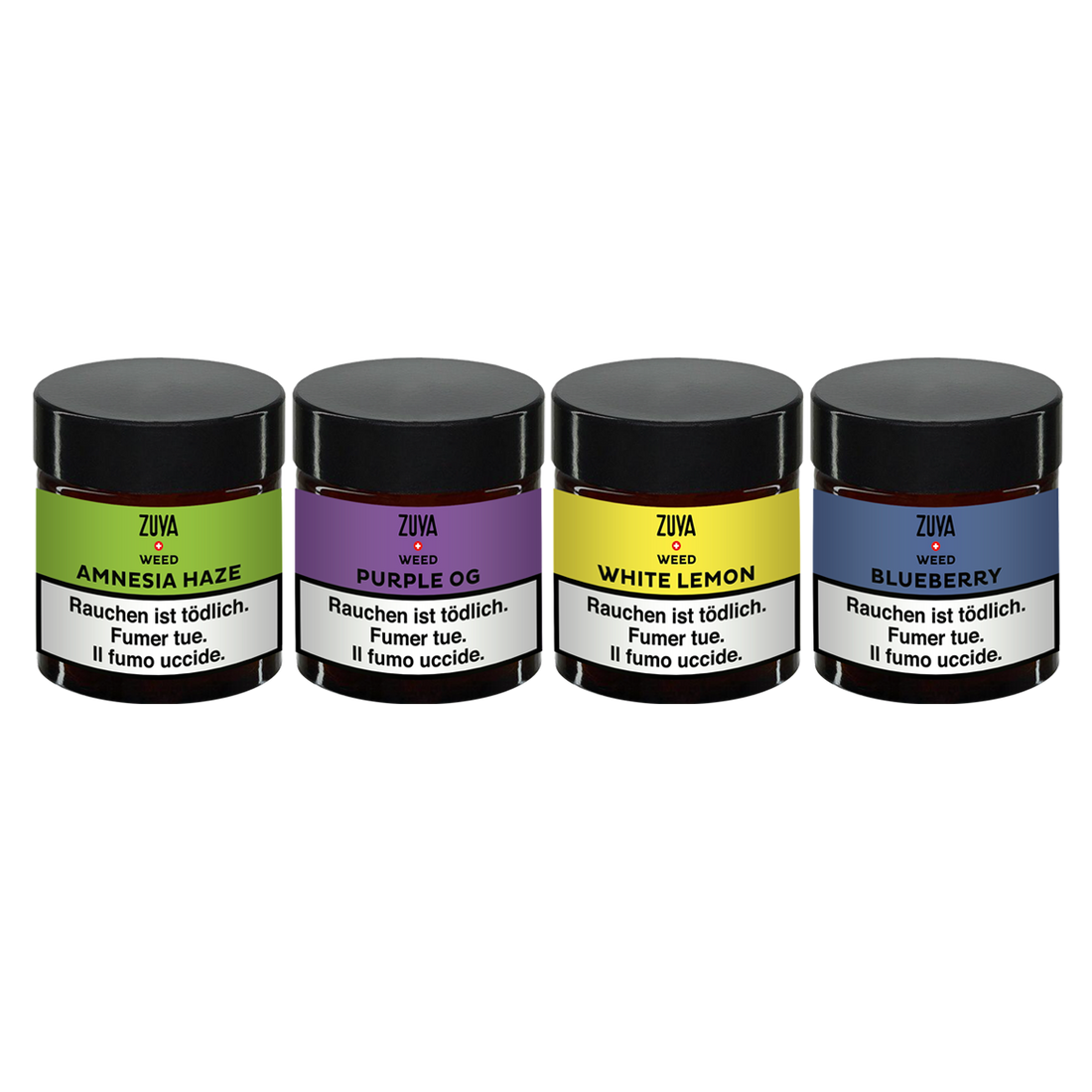 ZUYA Weed 4er Set BLUEBERRY, AMNESIA, PURPLE OG und WHITE LEMON